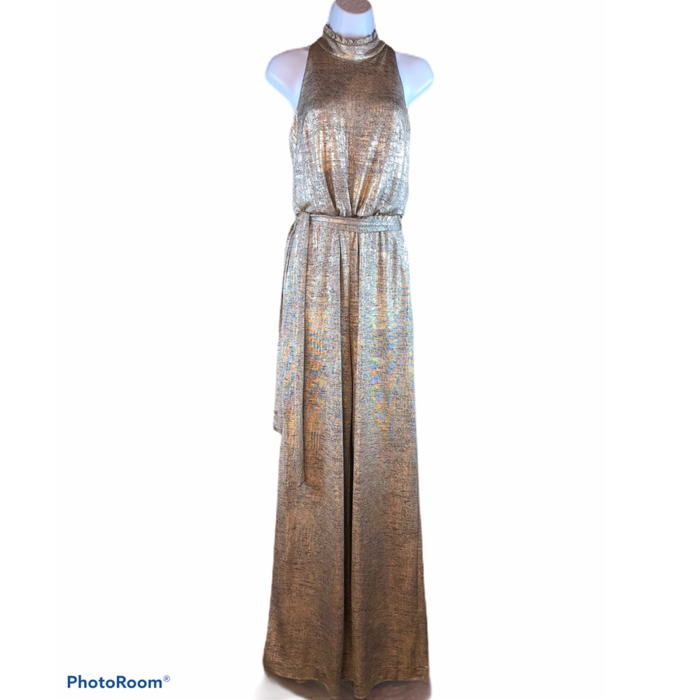 Women’s Vince Camuto Metallic Halter Jumpsuit - Picture 5 of 10